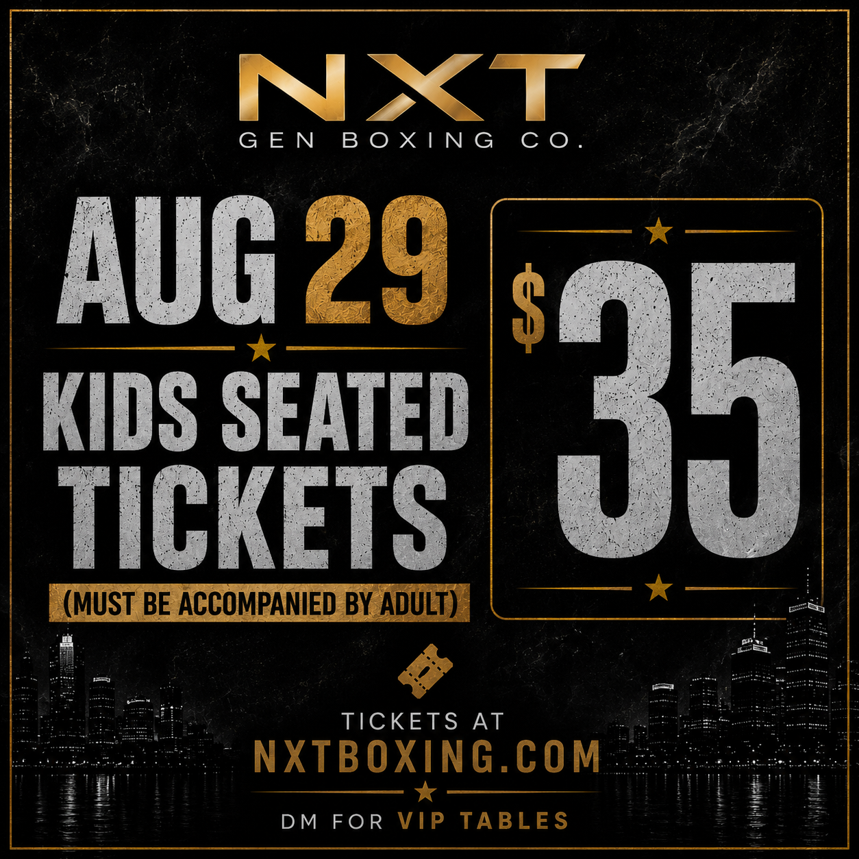 AUG 29 Kids Seated Tickets (Must be accompanied by adult)